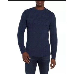 Express Men's Cable Knit Sweater Navy Blue Pullover Crewneck Size S Soft Warm